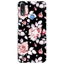 Чохли з квітами для Motorola E7 Power (VPrint) (Квіти на чорному)