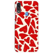 Чехлы с тематикой "Маленькие Сердечки" на Motorola E7 Power (Красные сердечка)