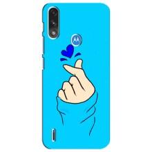 Чехлы (Знак сердечка) на Motorola E7 Power – Сердце на синем