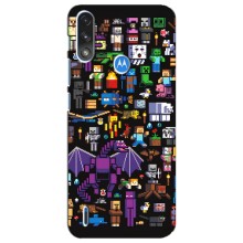 Чехол майнкрафт для Motorola E7 Power (Все персонажи)