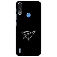 Чехол с картинками на черном фоне для Motorola E7 Power – Самолетик