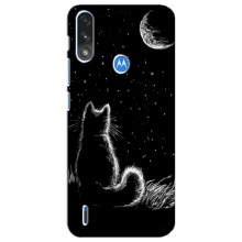 Чехол с принтом для Motorola E7 Power (AlphaPrint) Модные коты – Котик и луна