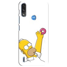 Чjхол з Сімпсонами для Motorola E7 Power (VPrint) (Гомер з пончиком)