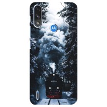 Новогодние, Праздничные Чехлы для Motorola E7 Power - 2024 год (Зимний поезд)