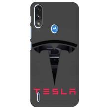 Силиконовый бампер с картинкой машины на Motorola E7 Power (Logo TESLA)
