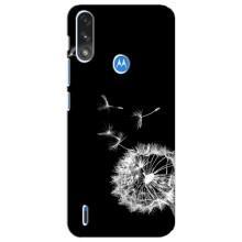 Силиконовый Чехол с одуванчиками на Motorola E7 Power – Одуванчик на чёрном
