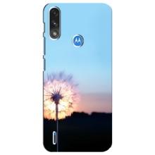 Силиконовый Чехол с одуванчиками на Motorola E7 Power – Закат с одуванчиком