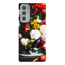 Бренднові Чохли для Motorola Edge 20 - (PREMIUMPrint) (Nike цветы)