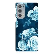 Чехлы (ART) Цветы на Motorola Edge 20 (VPrint) (Голубые Бутоны)