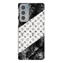 Чохол Стиль Louis Vuitton на Motorola Edge 20 – LV на білому