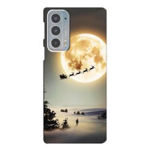Новорічні, Святкові Чохли для Motorola Edge 20 - 2024 год (Санта на місяці)