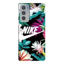 Силиконовый Чехол на Motorola Edge 20 с картинкой Nike – Цветочный Nike