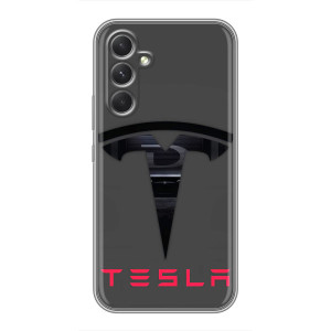 Силиконовый бампер с картинкой машины на Motorola Edge 30 Pro (Logo TESLA)