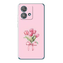 Чехол с розовым рисунком для Motorola Edge 40 Neo (Букет цветов)