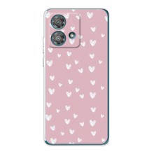 Чехол с розовым рисунком для Motorola Edge 40 Neo (Сердечки на розовом)