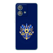 Чехол с украинским гербом на Motorola Edge 40 Neo (Цветочный герб)