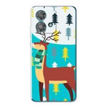 Силиконовый бампер с картинкой животных для Motorola Edge 40 Neo (Олень с шарфом)