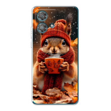 Печатный чехол «Зверята с кофе» для Motorola Edge 40 Neo – Белка с кофе