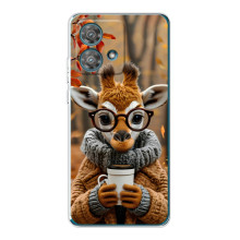 Печатный чехол «Зверята с кофе» для Motorola Edge 40 Neo – Жираф с кофе