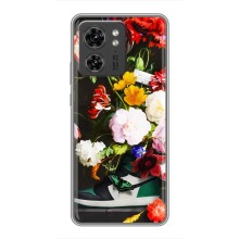 Брендновые Чехлы для Motorola Edge 40 Pro - (PREMIUMPrint) (Nike цветы)