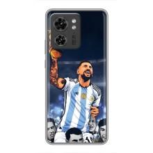 Чехлы для Motorola Edge 40 Pro (Leo чемпион) (AlphaPrint) (Месси с кубком)