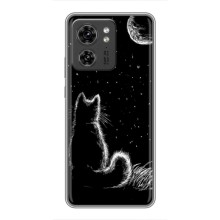 Чехол с принтом для Motorola Edge 40 Pro (AlphaPrint) Модные коты (Котик и луна)