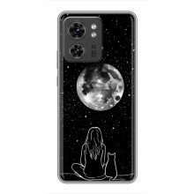 Чехол с рисунком кот на Motorola Edge 40 Pro (Девушка с котом)