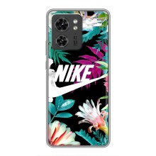 Силиконовый Чехол на Motorola Edge 40 Pro с картинкой Nike (Цветочный Nike)