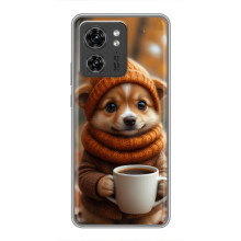 Печатный чехол «Зверята с кофе» для Motorola Edge 40 Pro – Песик с кофе