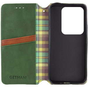 Шкіряний чохол-книжка GETMAN Cubic (PU) для Motorola Edge 50 Fusion – Зелений