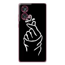 Чехлы (Знак сердечка) на Motorola Edge 50 Fusion – Сердце на черном