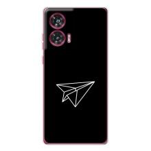 Чехол с картинками на черном фоне для Motorola Edge 50 Fusion – Самолетик