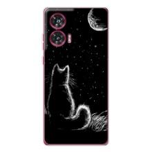 Чохол з принтом для Motorola Edge 50 Fusion (AlphaPrint) Модні коти (Котик і місяць)