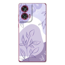 Силиконовый чехол с принтом в цветах на Motorola Edge 50 Fusion – Фиолетовый дизайн