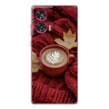 Чехол с уникальным дизайном «Осень с кофе» для Motorola Edge 50 Fusion – Кофе на пледе