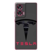 Силіконовий бампер з картинкою машини на Motorola Edge 50 Fusion – Logo TESLA