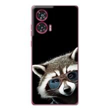 Силиконовый Чехол с Енотами на Motorola Edge 50 Fusion – Стильный Енот