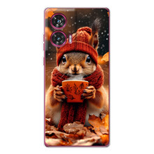 Друкований чохол 'Звірята з кавою' для Motorola Edge 50 Fusion – Білка з кавою