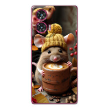 Друкований чохол 'Звірята з кавою' для Motorola Edge 50 Fusion – Мишка з кавою