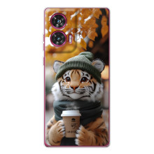 Друкований чохол 'Звірята з кавою' для Motorola Edge 50 Fusion – Тигр з кавою