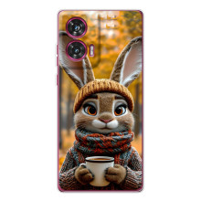 Друкований чохол 'Звірята з кавою' для Motorola Edge 50 Fusion – Зайчик з кавою