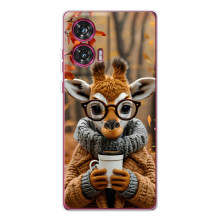 Друкований чохол 'Звірята з кавою' для Motorola Edge 50 Fusion – Жираф з кавою