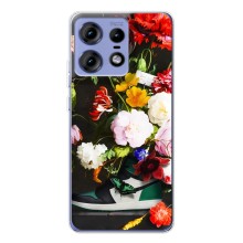 Брендновые Чехлы для Motorola Edge 50 Pro - (PREMIUMPrint) (Nike цветы)