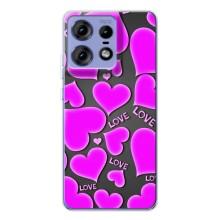 Чехлы для любимой на Мото Ейдж 50 Про (VPrint) (Pink hearts)