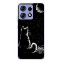 Чехол с принтом для Motorola Edge 50 Pro (AlphaPrint) Модные коты (Котик и луна)