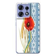 Силиконовый Чехол на Motorola Edge 50 Pro с картинкой Вышиванки – Вышиванка с цветком