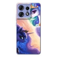 Чехол Unicorn на Motorola Edge 50 Pro – Единорожки на тучках