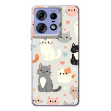 Чехол с рисунком кот на Motorola Edge 50 Pro (Коллаж котов)