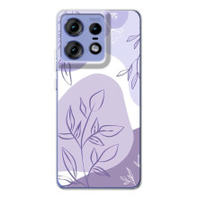 Силиконовый чехол с принтом в цветах на Motorola Edge 50 Pro – Фиолетовый дизайн