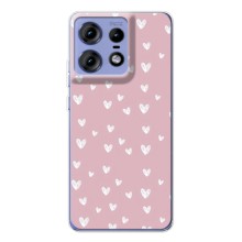 Чехол с розовым рисунком для Motorola Edge 50 Pro (Сердечки на розовом)